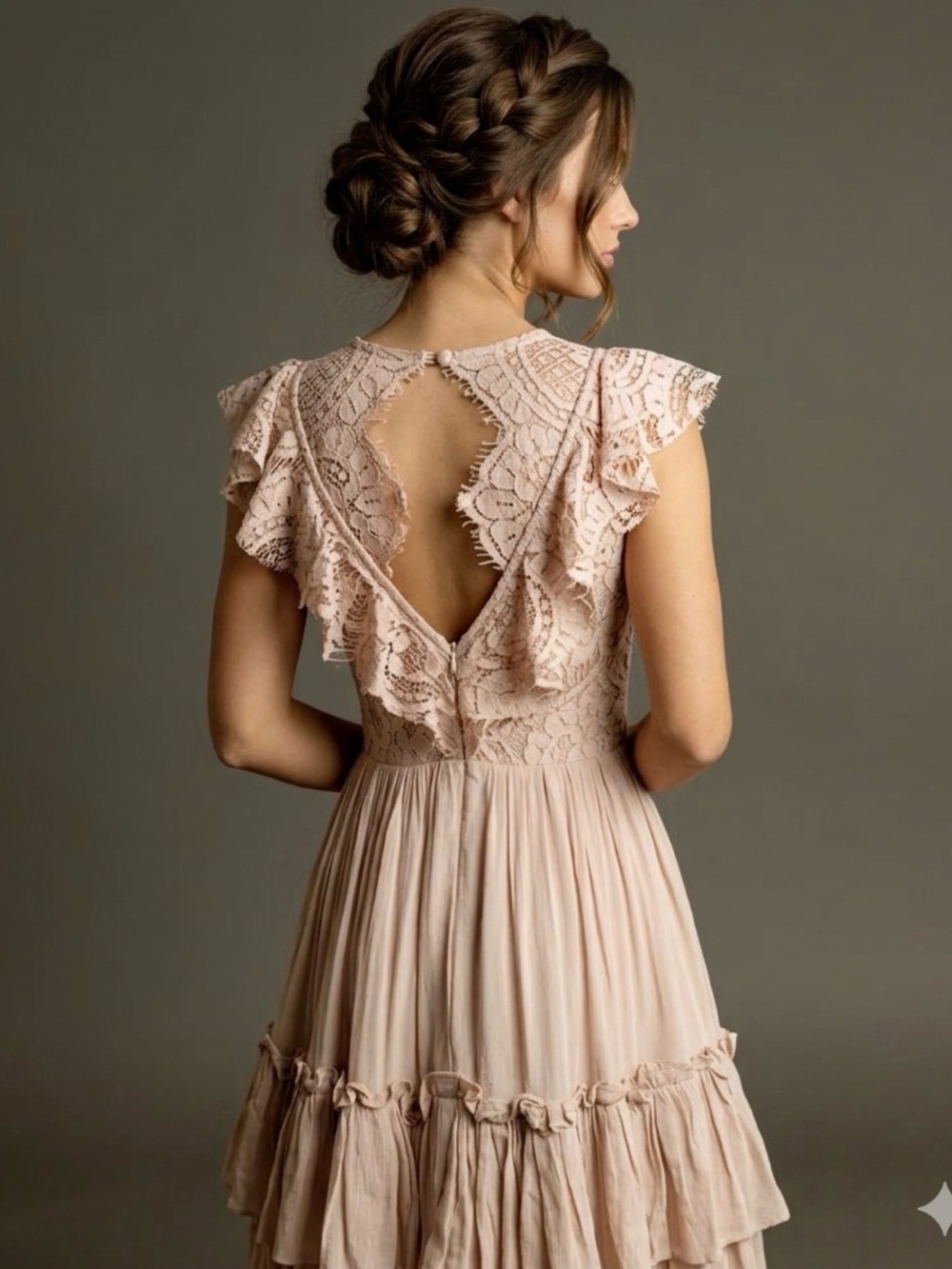 JOYFOLIE romantic whimsical coquette PETTICOAT high low DRESS lace blush pink